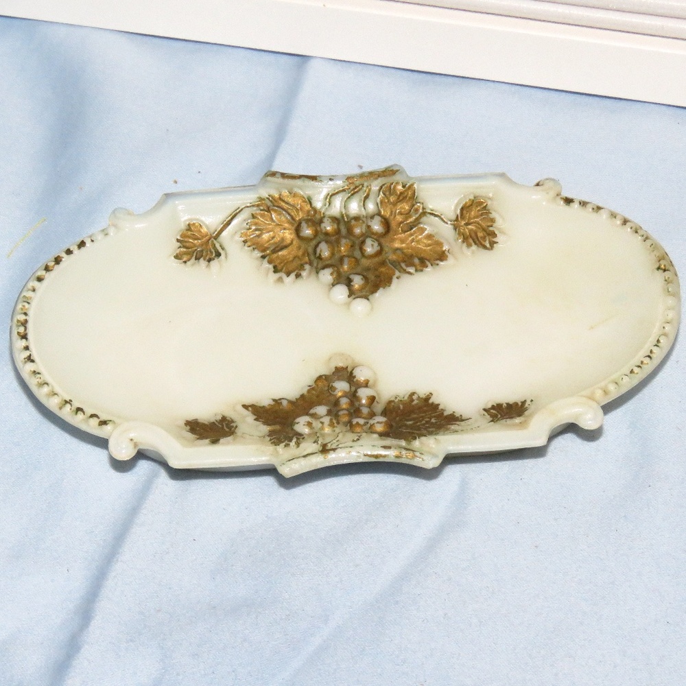 Vintage Small Antique Victorian Milk Glass Soap/Trinket Dish